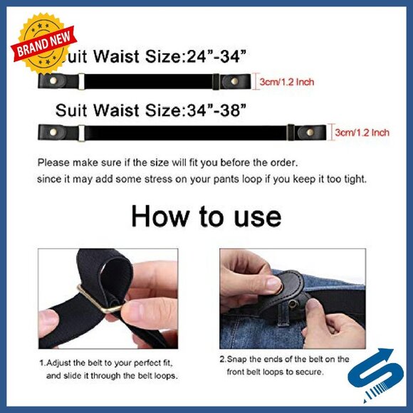No Buckle Elastic Stretch Belt for Pants, Adjustable 24-34 Inch main image 4